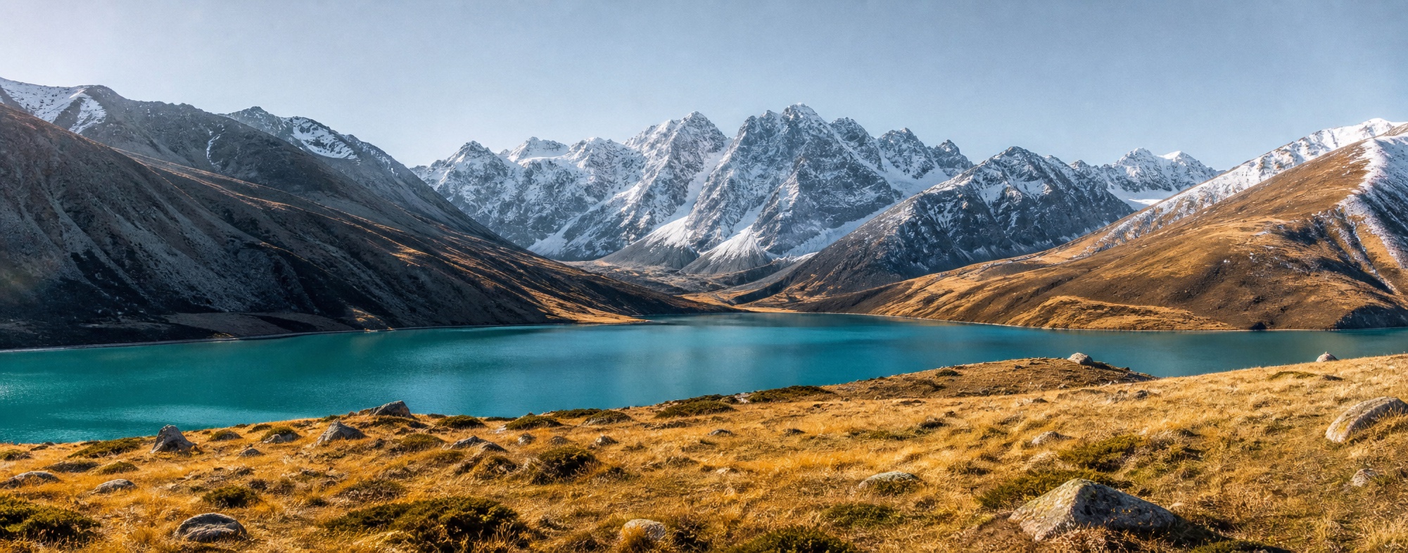 Mountain panorama moving through a portrait video frame