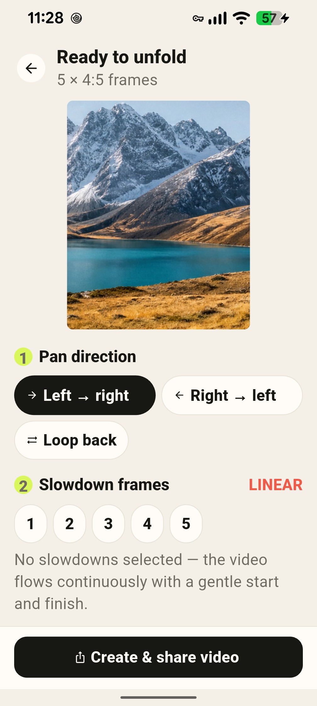 PanoRibbon pan video direction and slowdown controls